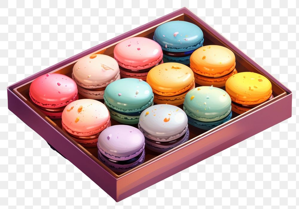 PNG Macarons food box confectionery. AI generated Image by rawpixel.