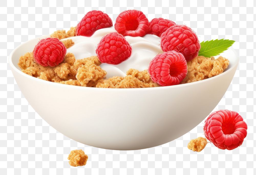 PNG Bowl raspberry dessert cereal. 