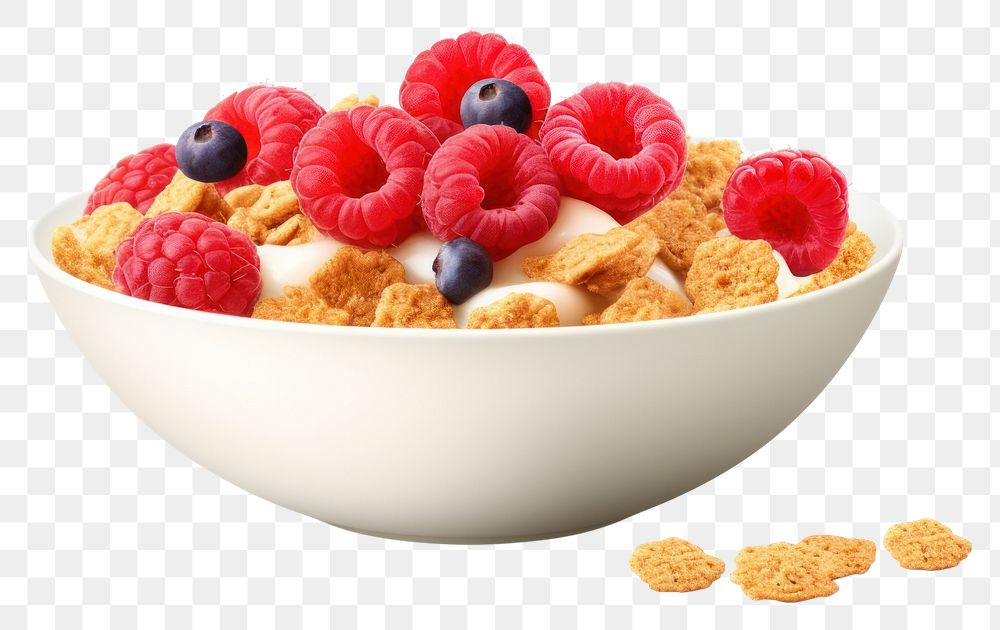 PNG Bowl raspberry cereal fruit. AI generated Image by rawpixel.