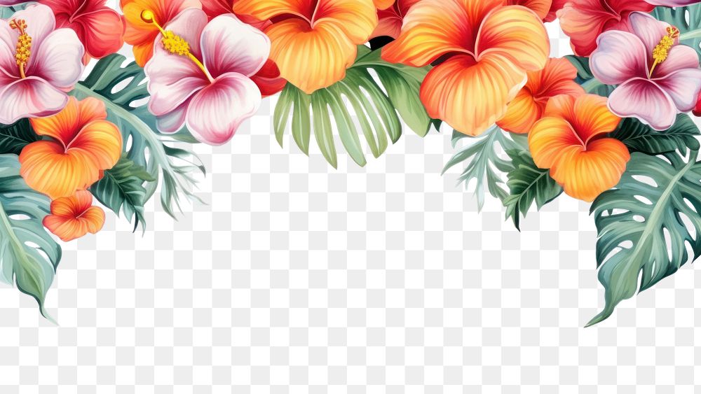 PNG Hibiscus pattern flower plant. AI generated Image by rawpixel.