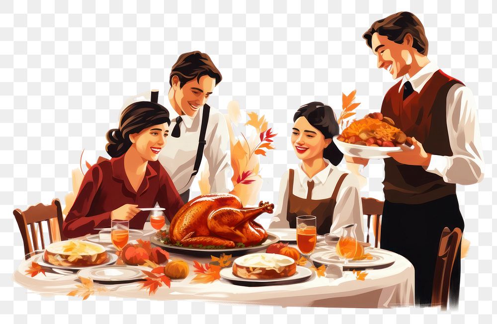 PNG Thanksgiving dinner supper adult. AI generated Image by rawpixel.