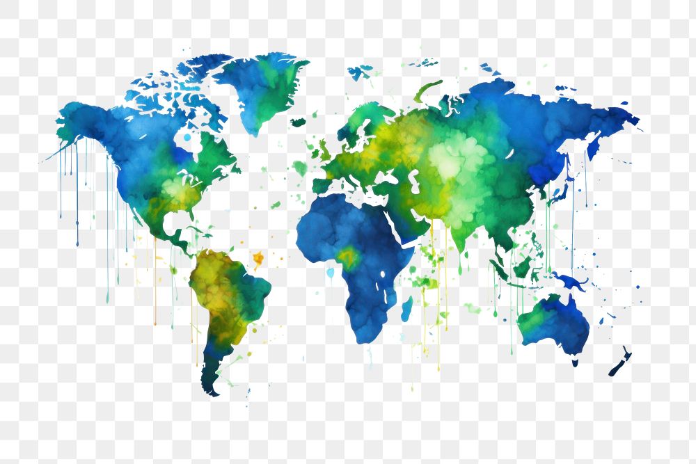 PNG Map world art splattered. AI generated Image by rawpixel.