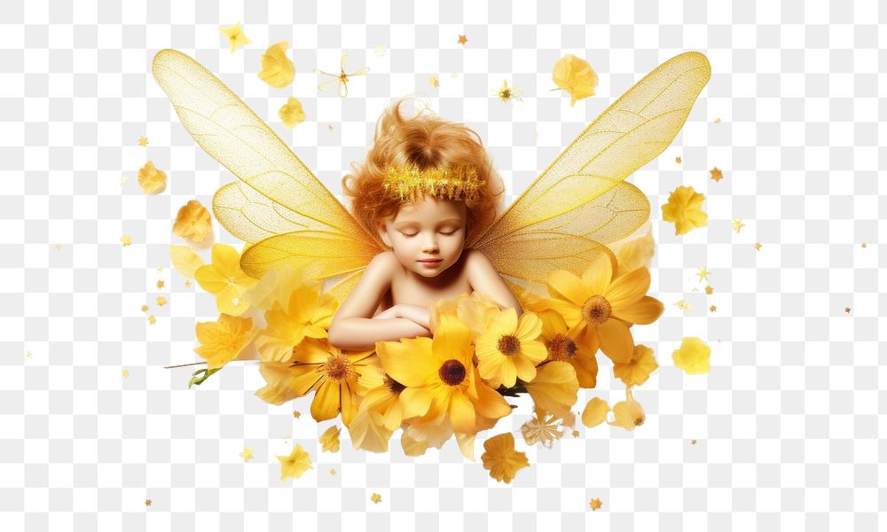 PNG Flower portrait insect fairy. AI generated Image by rawpixel.