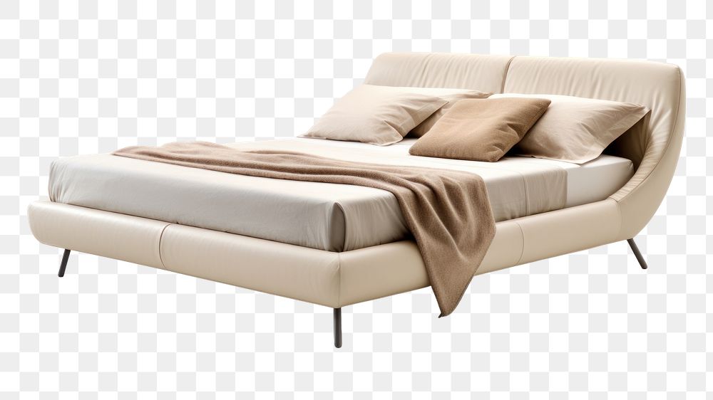 PNG  Furniture bed white background comfortable. AI generated Image by rawpixel.