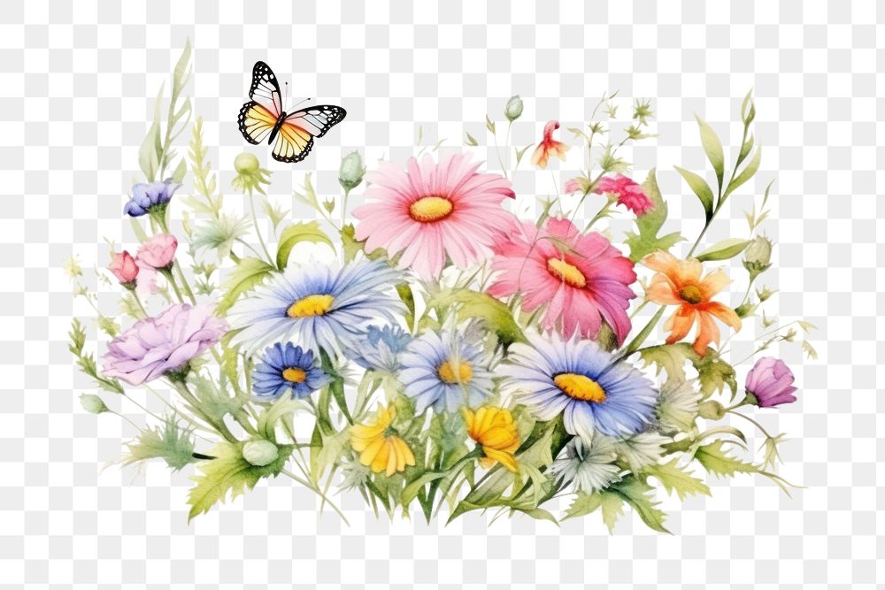 PNG Flower butterfly pattern plant. 