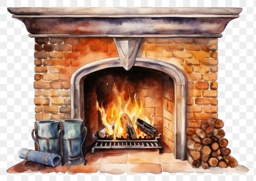 PNG Fireplace hearth architecture firewood. AI generated Image by rawpixel.