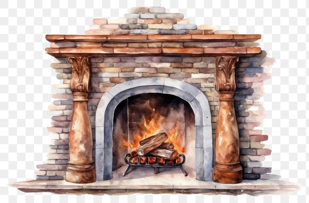 PNG Fireplace hearth architecture firewood. AI generated Image by rawpixel.