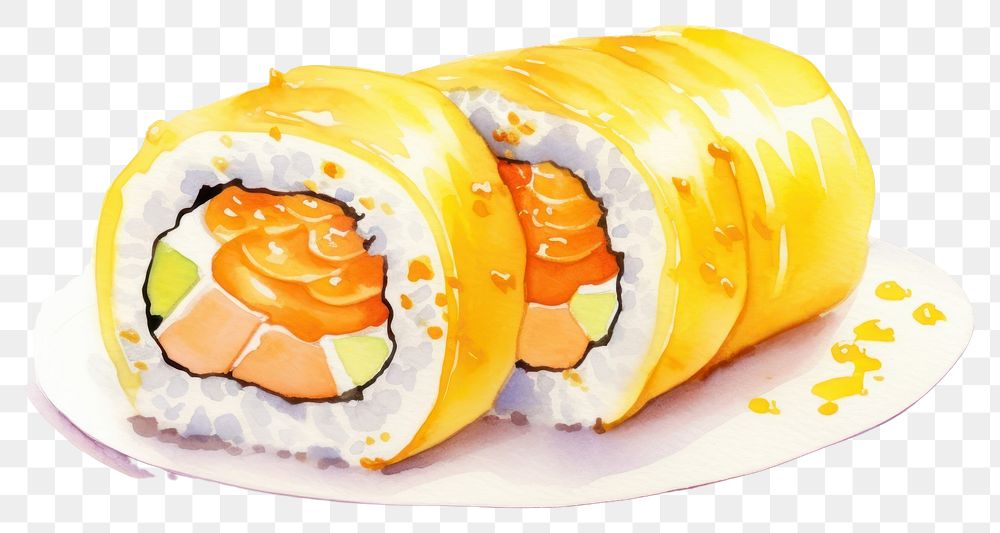 PNG Sushi yellow plate food. AI generated Image by rawpixel.
