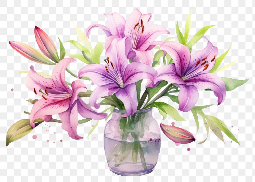 PNG Flower lily plant vase. AI generated Image by rawpixel.