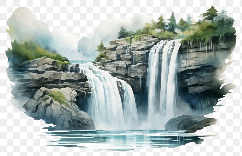 PNG Waterfall landscape outdoors nature. AI generated Image by rawpixel.