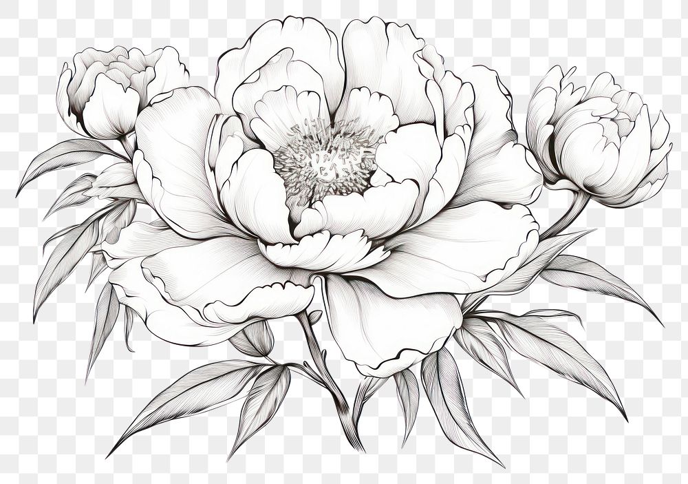 PNG Drawing sketch flower plant. AI generated Image by rawpixel.