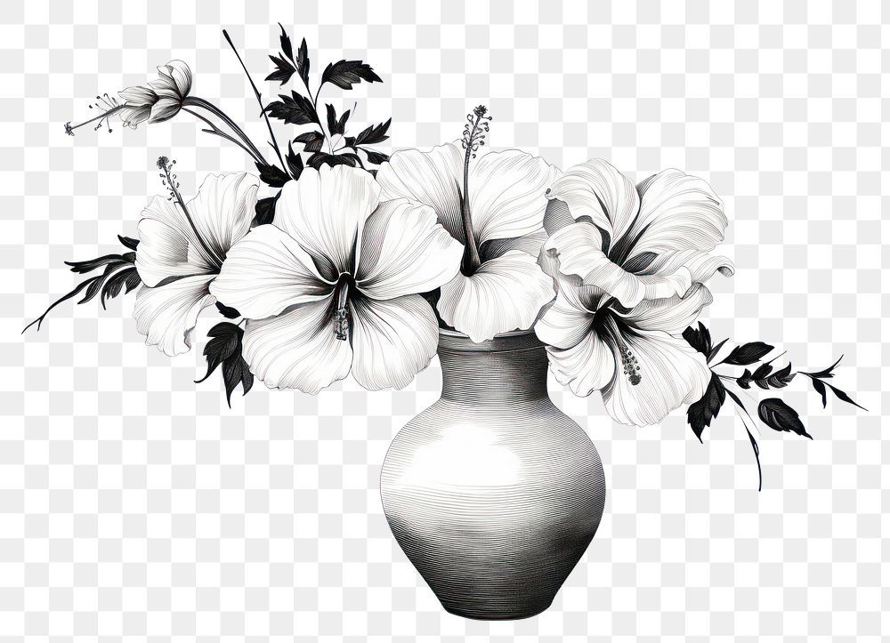 PNG Flower plant white vase. 