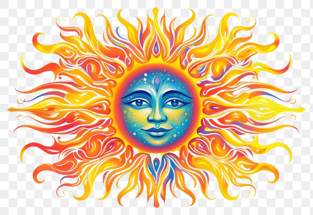 PNG Sun illustrated creativity sunlight. AI generated Image by rawpixel.
