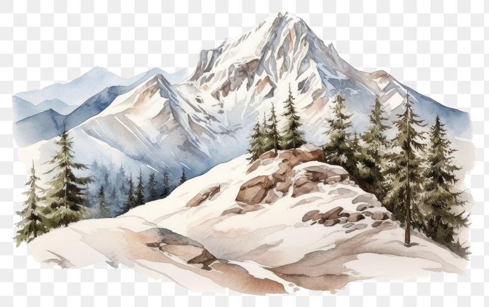 PNG Mountain snow wilderness landscape. AI generated Image by rawpixel.