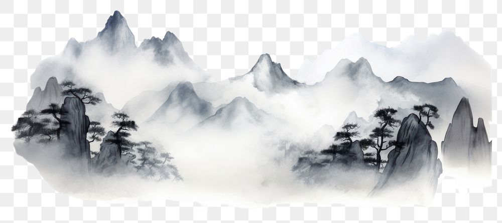 PNG Landscape mountain nature fog. AI generated Image by rawpixel.
