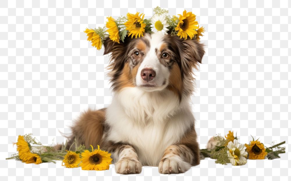PNG Flower dog sunflower mammal. AI generated Image by rawpixel.