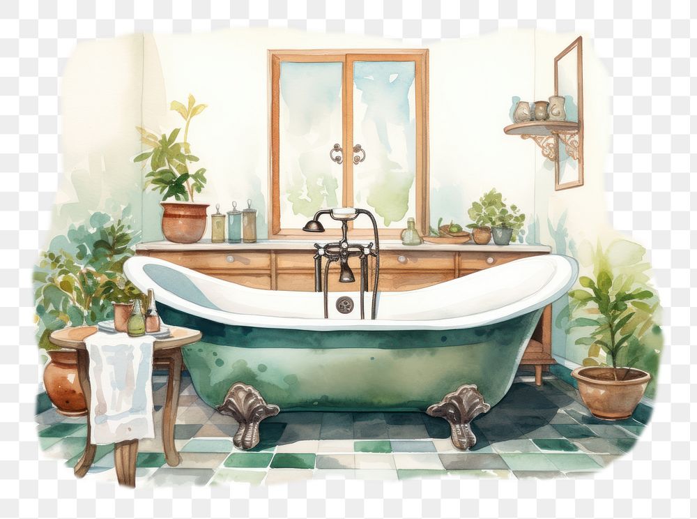 PNG Bathtub bathroom hygiene washing. AI generated Image by rawpixel.