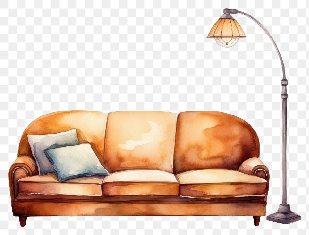 PNG Lamp furniture sofa comfortable. AI generated Image by rawpixel.