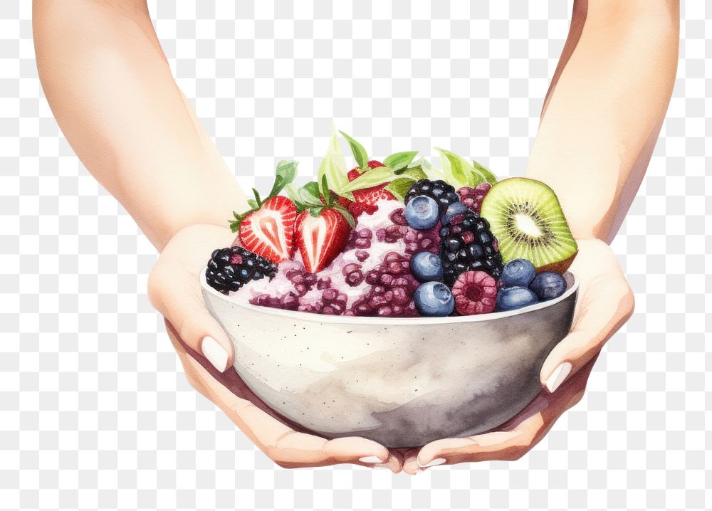 PNG Bowl blackberry blueberry fruit. AI generated Image by rawpixel.