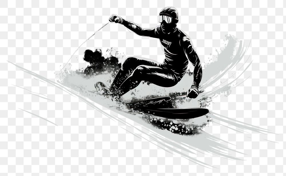 PNG Sports skiing black white. AI generated Image by rawpixel.