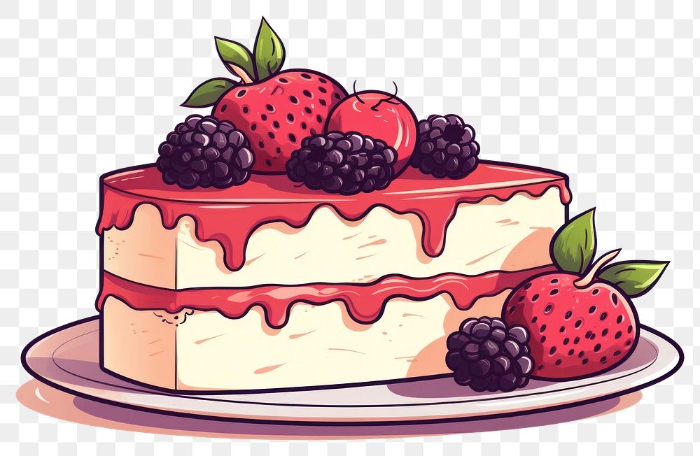 PNG Fruit cake strawberry raspberry. AI generated Image by rawpixel.