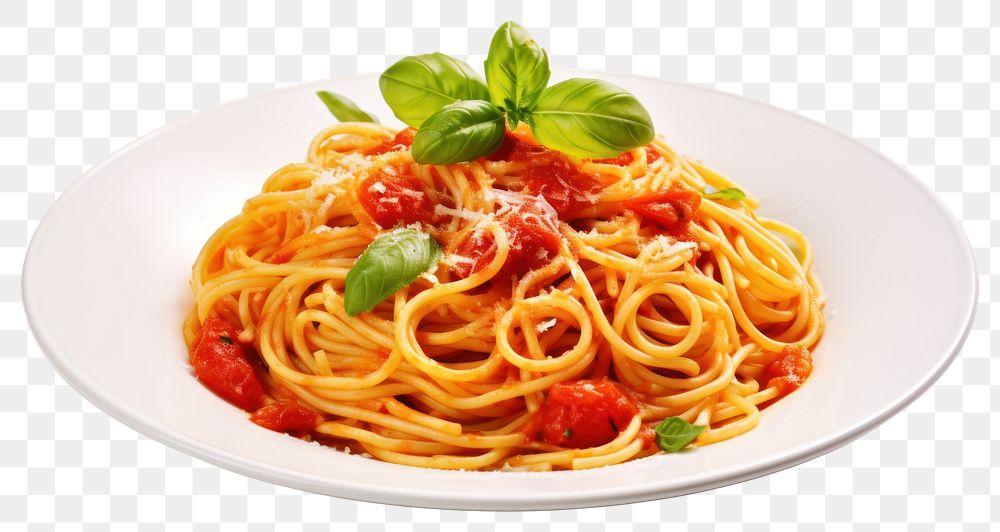 PNG Spaghetti pasta tomato basil. AI generated Image by rawpixel.