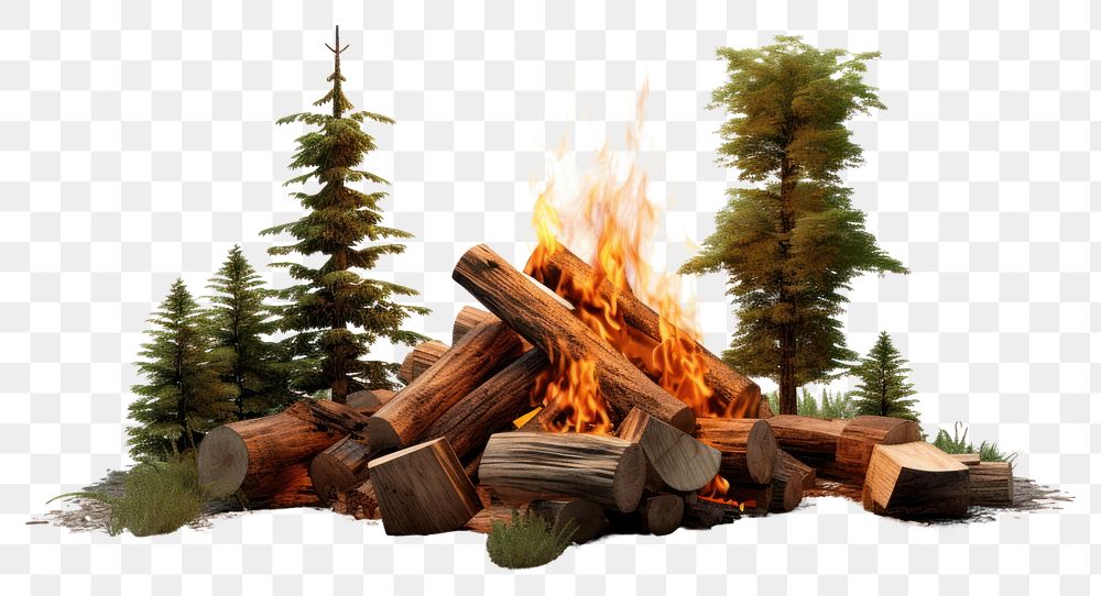 PNG Fire wood campfire bonfire. AI generated Image by rawpixel.