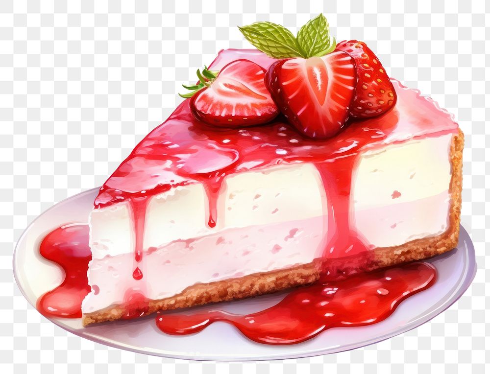 PNG Strawberry cake cheesecake dessert. AI generated Image by rawpixel.