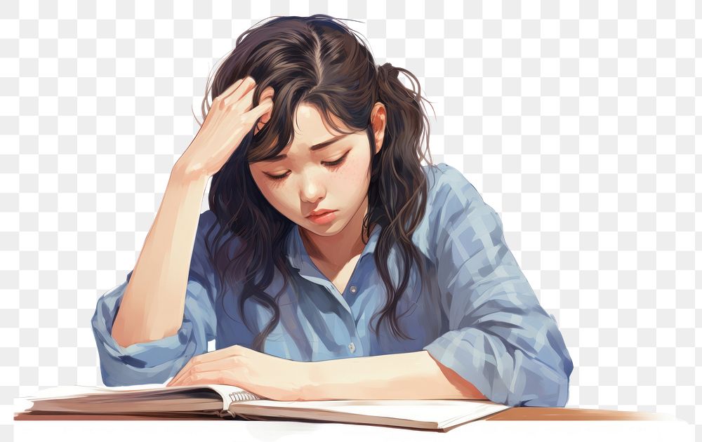 PNG Reading female tired adult. AI generated Image by rawpixel.