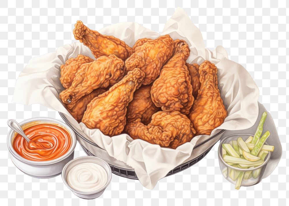 PNG Basket fried food fried chicken. AI generated Image by rawpixel.
