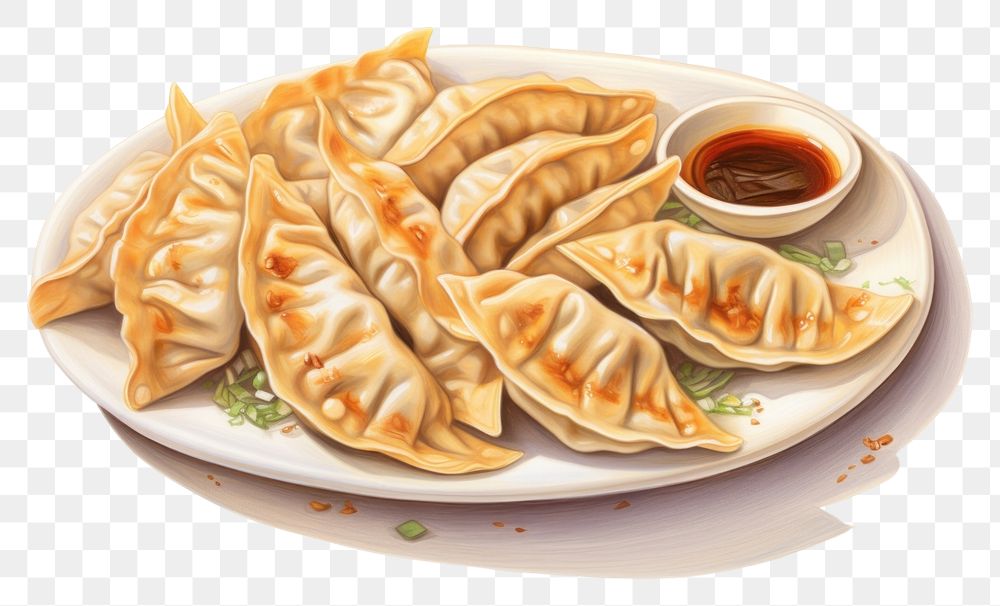 PNG Dumpling plate food meal. AI generated Image by rawpixel.