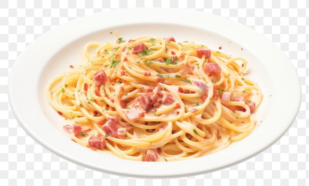 PNG Spaghetti carbonara pasta plate. 