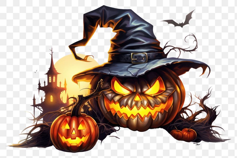 PNG Halloween anthropomorphic jack-o'-lantern representation. 