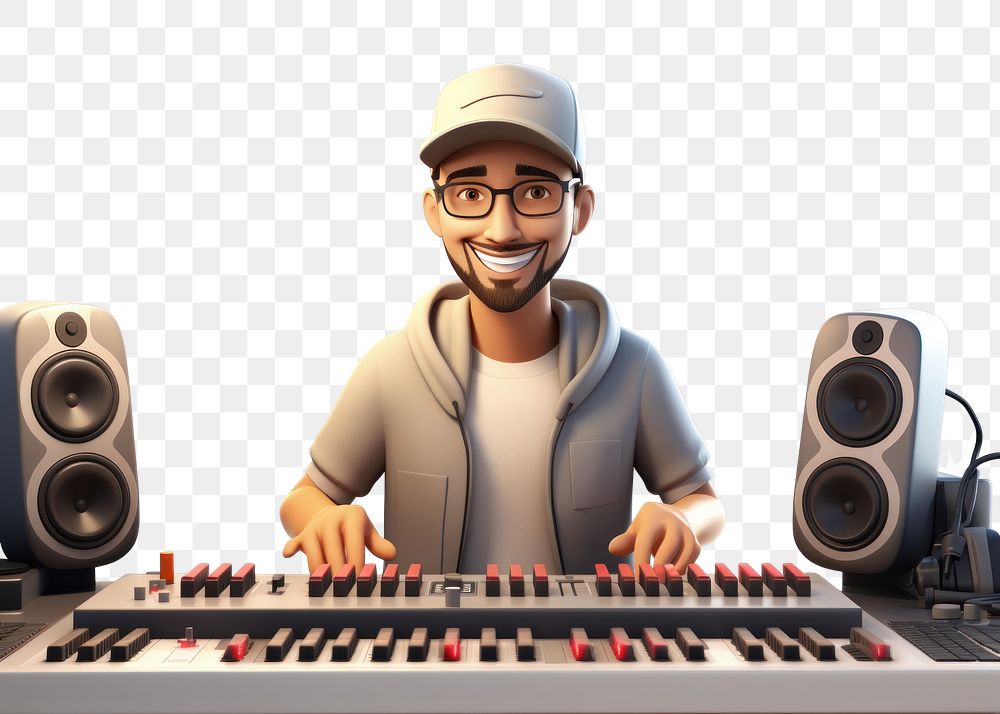 PNG Keyboard musician smiling mixing. AI generated Image by rawpixel.