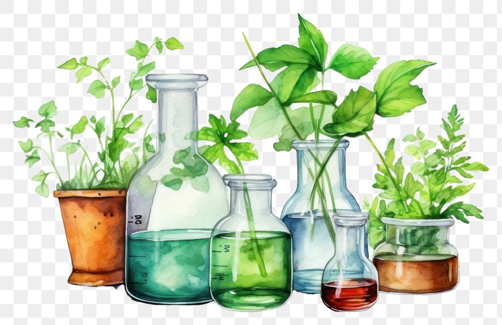 PNG Medicine glass plant herbs transparent background