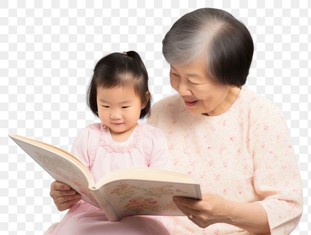 PNG Reading child grandmother publication. AI generated Image by rawpixel.