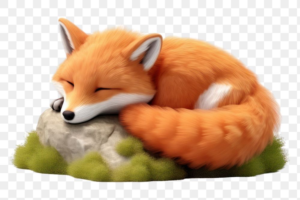 PNG Fox wildlife sleeping cartoon. AI generated Image by rawpixel.
