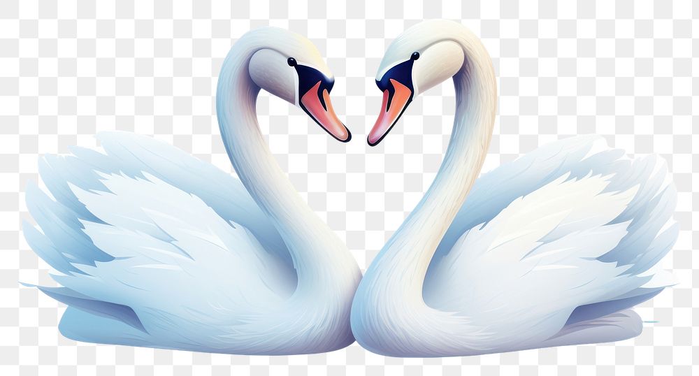 PNG Swan white bird togetherness. AI generated Image by rawpixel.