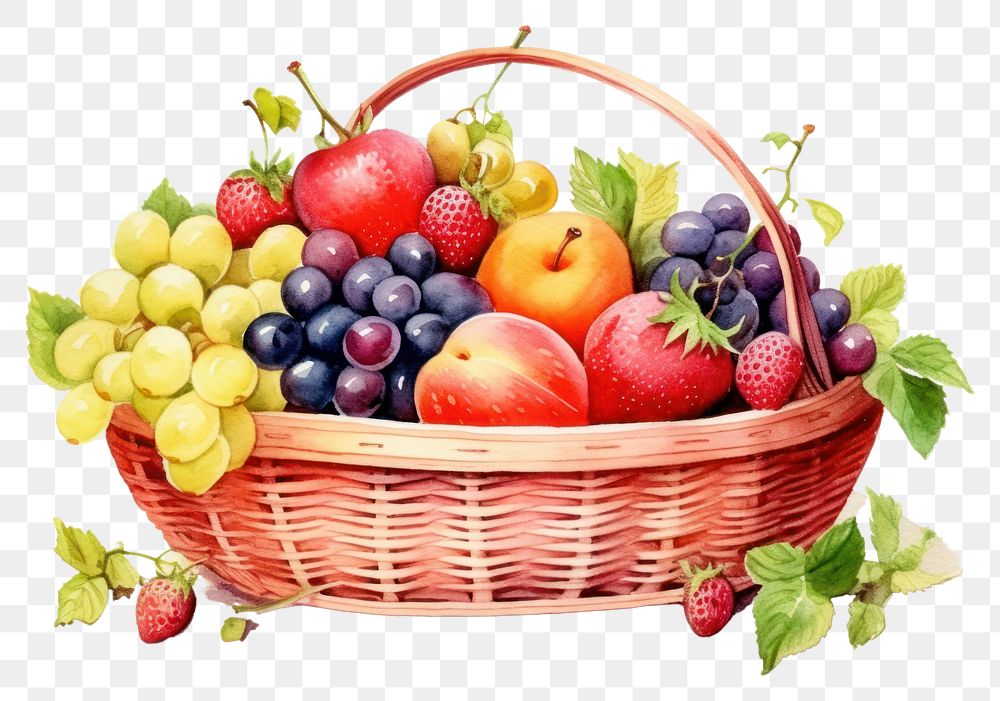 PNG Basket fruit strawberry blueberry. AI generated Image by rawpixel.