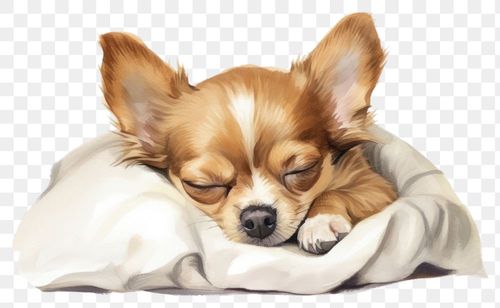 PNG Dog chihuahua papillon sleeping. 