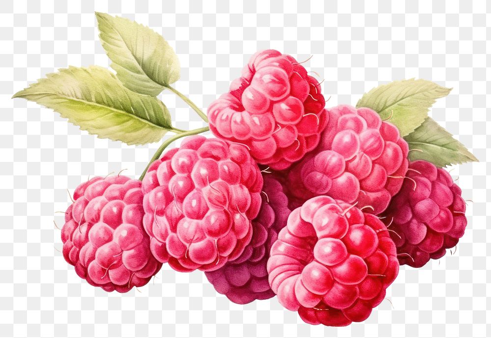 PNG  Raspberry berries fruit plant. AI generated Image by rawpixel.