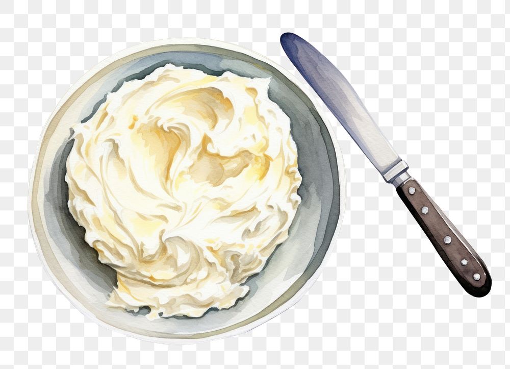PNG Dessert cream plate knife. AI generated Image by rawpixel.