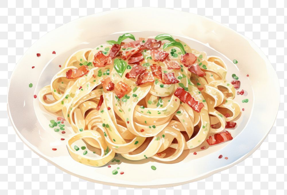 PNG Fettuccine spaghetti pasta plate. 