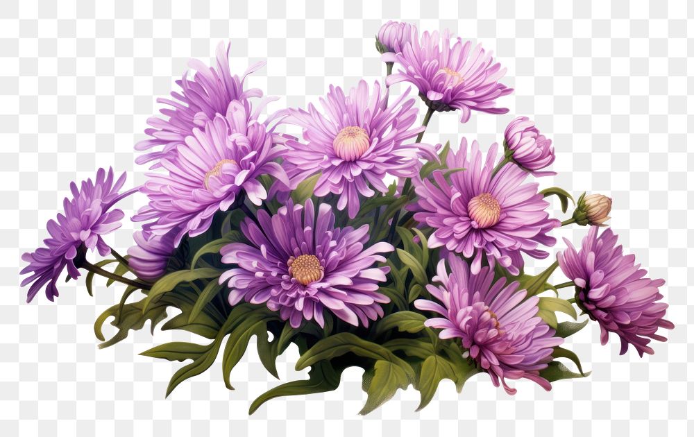 PNG Aster flower purple plant. AI generated Image by rawpixel.