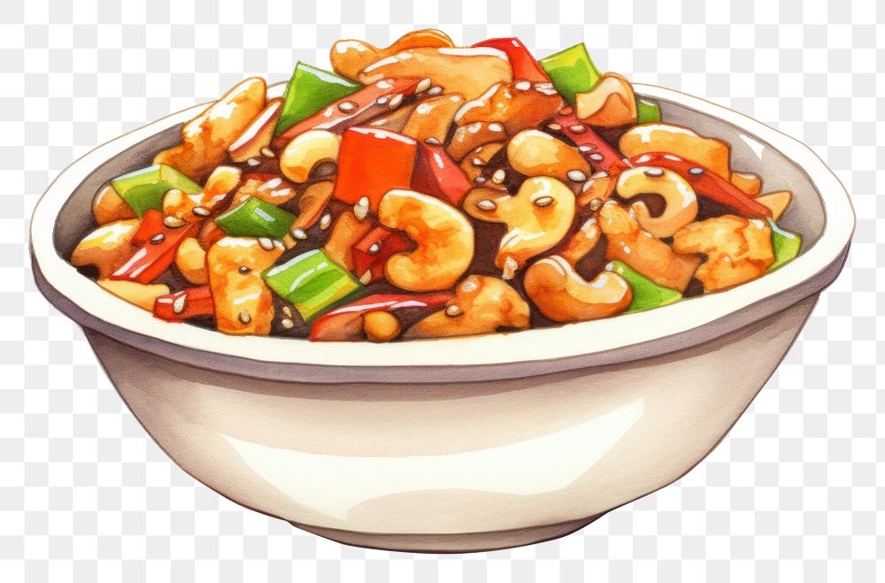 PNG Food vegetable bowl nut, digital paint illustration. AI generated image