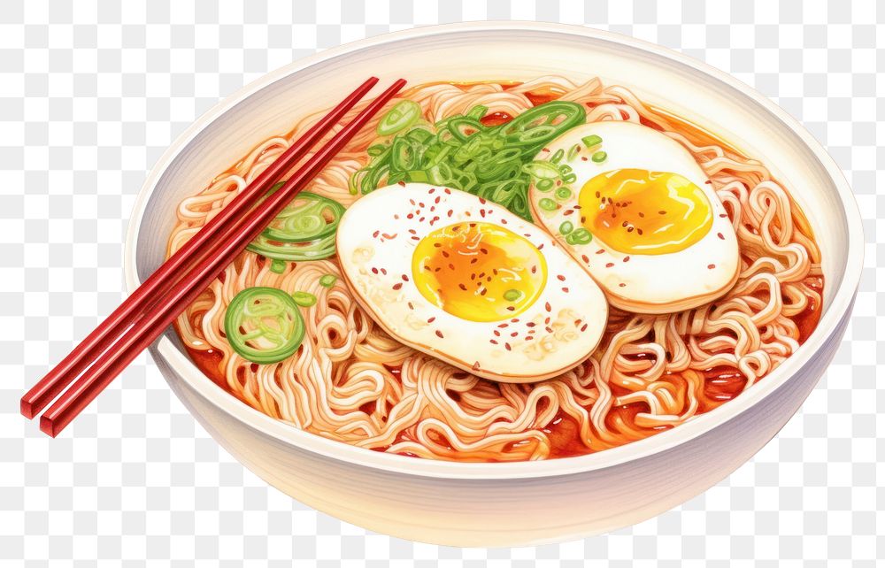PNG Egg ramen food meal, digital paint illustration. AI generated image