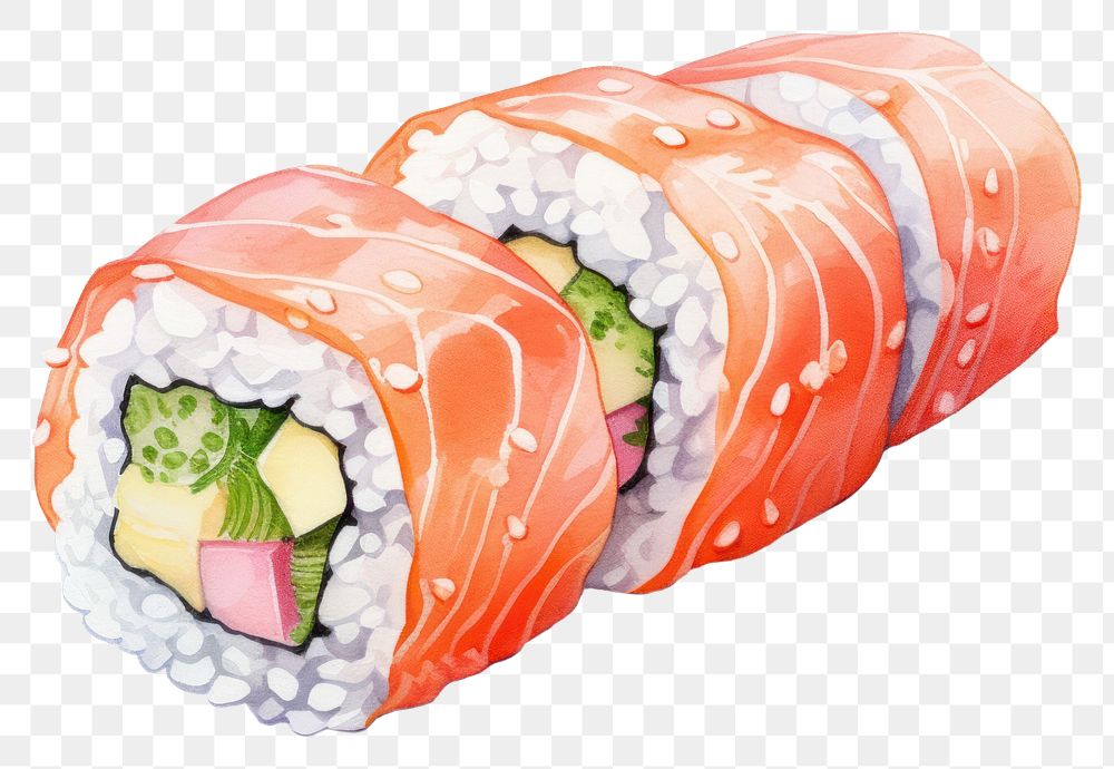 PNG Sushi food rice meal, digital paint illustration.