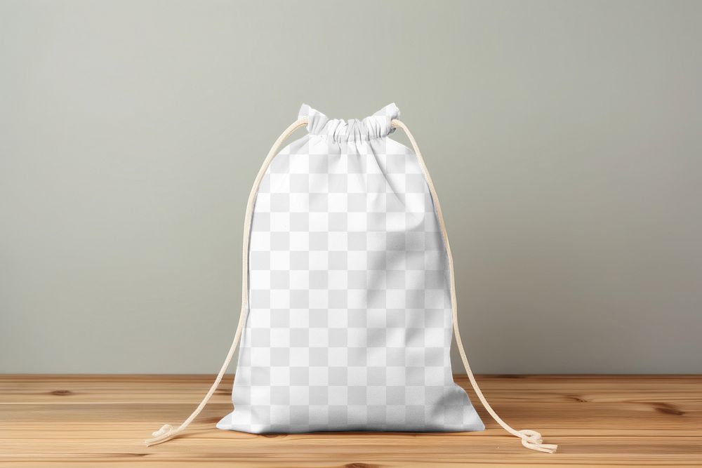 Pull string bag png, transparent mockup