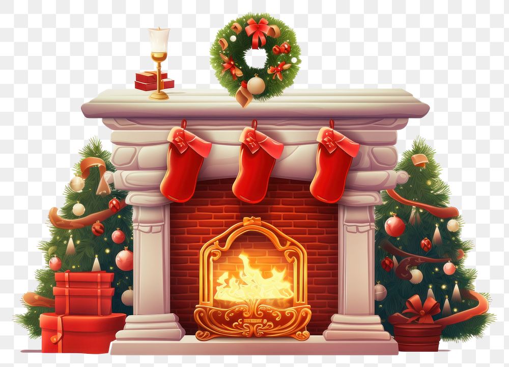 PNG Fireplace christmas illuminated celebration. AI generated Image by rawpixel.