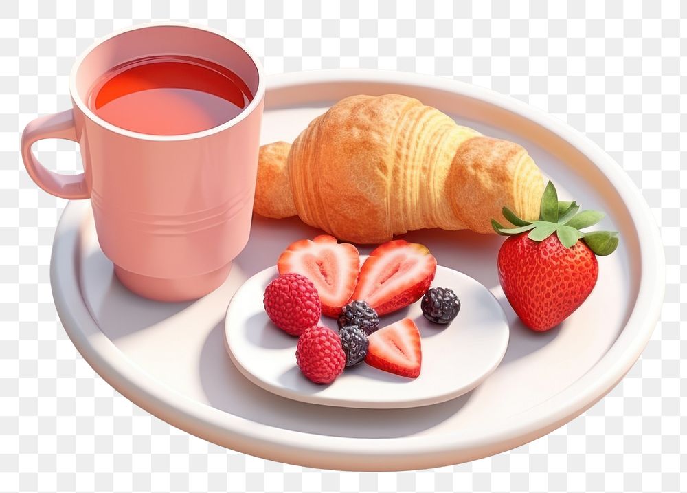 PNG Croissant berry fruit plate. 